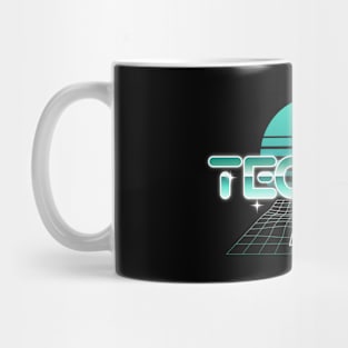 TECHNO  - Synthwave Heart Grid (Teal) Mug